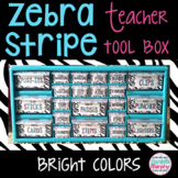 Zebra Print Decor Bright Colors Teacher Tool Box