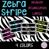 Zebra Print Decor Drawer Organization Labels 4 Bright Colors