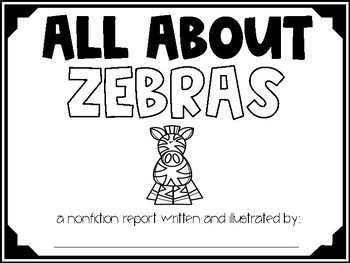 Zebra Research Booklet | Animal Research by Frantic in First | TPT