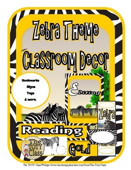 Preview of Zebra Theme Classroom Decor( GOLD)