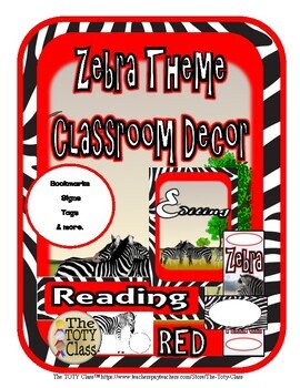 Preview of Zebra Theme Classroom Decor( RED)