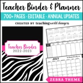 Zebra Teacher Binder and Planner