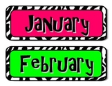 Zebra print monthly calendar headers