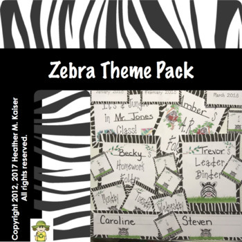 Preview of Zebra theme classroom pack