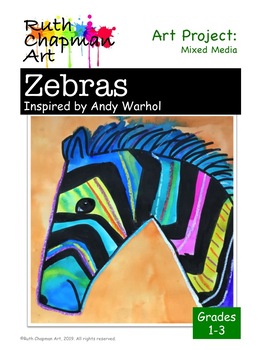 Preview of Zebras Inspired by Andy Warhol: Pop Art Lesson for Grades 1-3