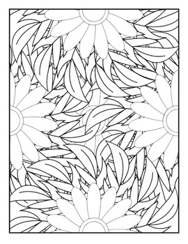 Flowers Coloring Pages For Adults. Stress Relief Coloring Book For