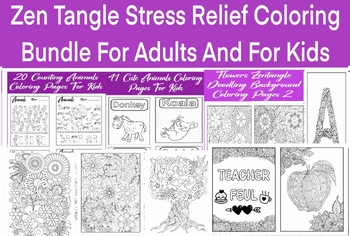 Preview of Zen Tangle Stress Relief Coloring Bundle For Adults And For Kids
