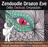 Zendoodle Dragon Eyes - Middle School Art Lesson - Colored