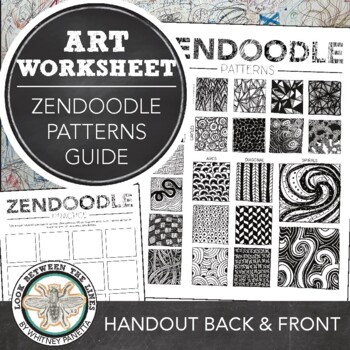 Preview of Zendoodle, Zentangle Pattern Examples, Practice Worksheet, Art Drawing Exercise