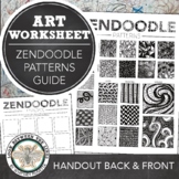 Zendoodle, Zentangle Pattern Examples, Practice Worksheet,