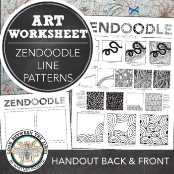 Preview of Zendoodle, Zentangle Printable Art Worksheet: Doodling Line Pattern Practice