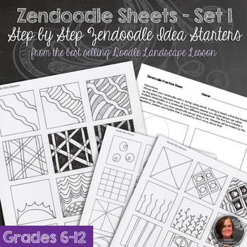 Zendoodle Sheets - Set 1 - Step by step zendoodle worksheets | TPT