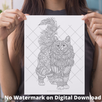 Lion Mandala Coloring Page Color Cat Animals Draw Drawing Paper Digital  File Download Adult Kids Education Art Project School Work 