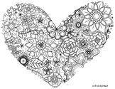 Zentangle Coloring Page: Floral Heart