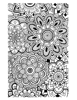 zentangle flowers coloring sheet by rlm doodles tpt