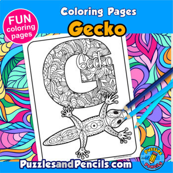 Zentangle Gecko Coloring Page Activity | Mindfulness Coloring Pages for ...