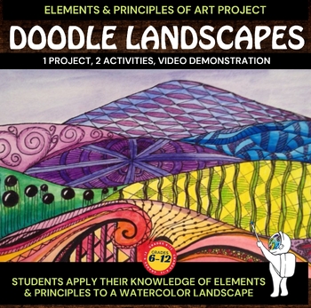 Preview of Doodle Landscape: Pattern Landscapes- Middle School School Art Lesson