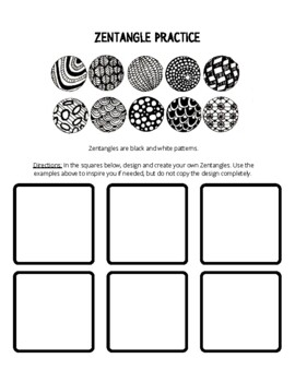 easy zentangle pattern sheet