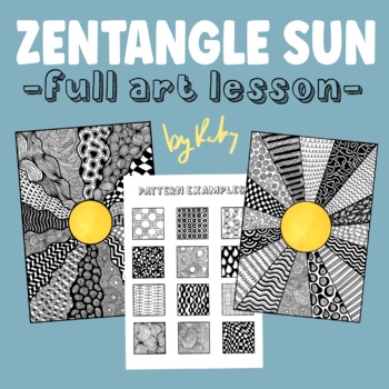 Preview of Zentangle Sun - Full Art Lesson for Summer & End Of The Year Activity