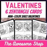 Zentangle Valentine tags to color Heart, Rabbit, Fox, Pupp