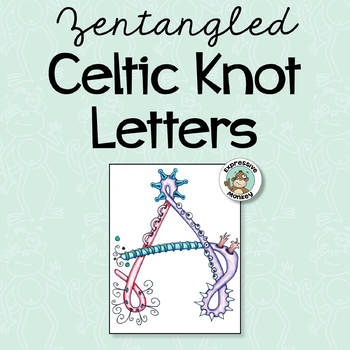 Preview of Celtic Knot Letters with Design • Upper Elementary Art  Lesson • Colored Pencils