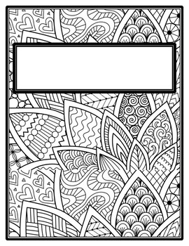 Preview of Zentangles, Spring, Binder Covers and Spines, Coloring Pages, Back to School