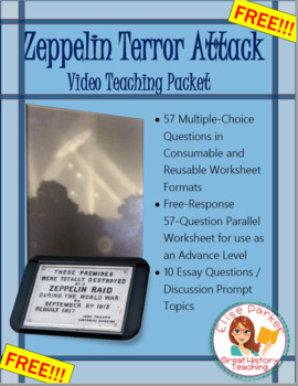 Preview of FREE Zeppelin Terror Attack: WWI Video Quiz / Worksheet / Teaching Packet