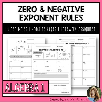 Preview of Zero & Negative Exponents - Guided Notes | Practice Worksheet | Homework