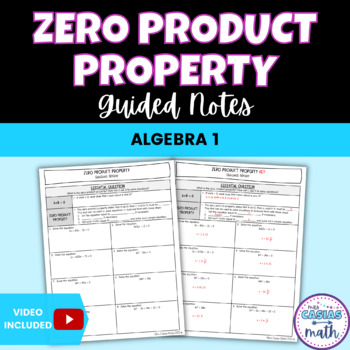 Preview of Zero Product Property Guided Notes Lesson Algebra 1