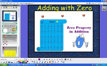 Preview of Grade 1 Zero Property in Addition CCSS 1.OA 3- ActivInspire Flipchart