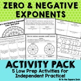 Zero and Negative Exponents Activities - Low Prep Games, P