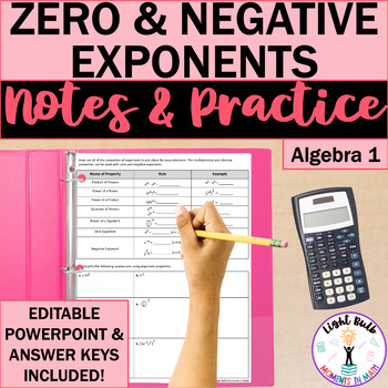 Preview of Zero and Negative Exponents Guided Notes and Worksheet