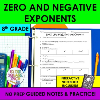 Preview of Zero and Negative Exponents Notes & Practice | Guided Notes