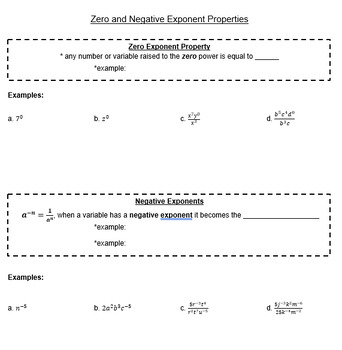 zero and negative exponents common core algebra 1 homework answers