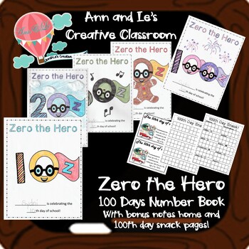 Preview of Zero the Hero 100 Days Number Book(With Bonus Notes Home & 100th Day Snack Page)