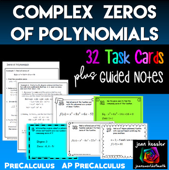 Preview of Solving Polynomials Guided Notes Task Cards