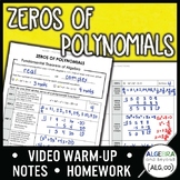 Zeros of Polynomials Lesson | Warm-Up | Guided Notes | Homework