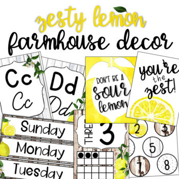 Preview of Zesty Lemon - Farmhouse - Classroom Decor Bundle