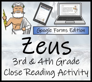 Preview of Zeus Close Reading Activity Digital & Print | 3rd Grade & 4th Grade