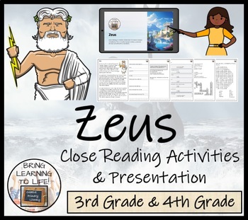 Preview of Zeus Close Reading Comprehension Activity | 3rd Grade & 4th Grade
