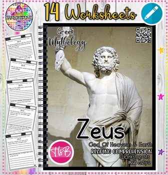 Preview of Zeus |Greek God| Mythology Worksheets | Reading Comprehension + Answer