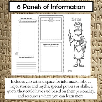 Zeus Greek Mythology Research Trifold Brochure Foldable Tpt