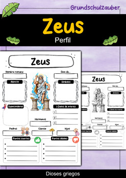 Preview of Zeus perfil - Dioses griegos (Español)