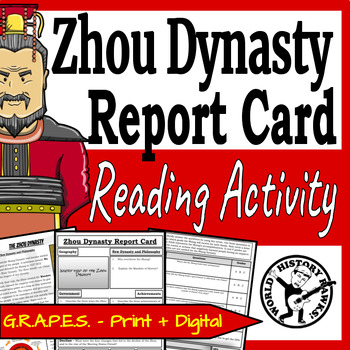 Preview of Zhou Dynasty Ancient China Report Card - Mandate of Heaven Reading Comprehension