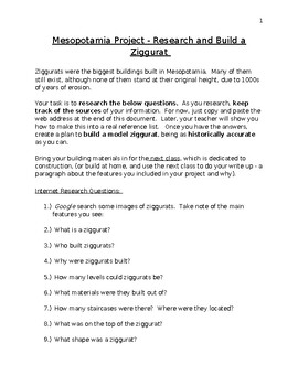 Preview of Ziggurat Research and STEM Model Building handout