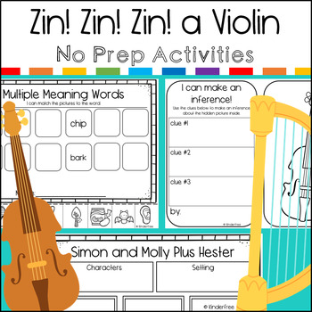 Zin! Zin! Zin! A Violin No Prep Activity Pack By Kinderfree | Tpt