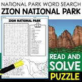 Zion National Park Word Search Puzzle National Parks Word 