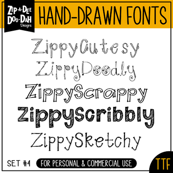 Preview of Zip-A-Dee-Doo-Dah Designs Font Collection 4 — Includes Commercial License!
