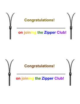 Preview of Zipper Club Certificates