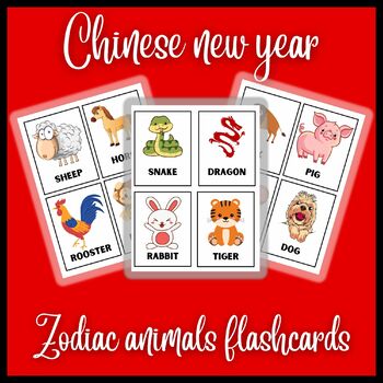 Zodiac Animals Flashcards - Chinese New Year Vocabulary Activities